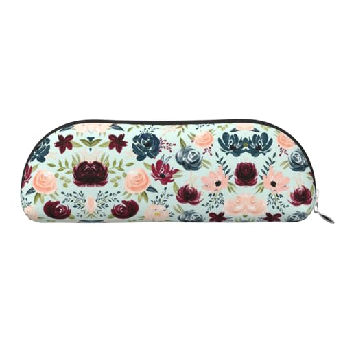 Xcwzbls Federmäppchen aus Leder, halbrund und marineblaue Blumen, große Kapazität, Aufbewahrungstasche, Reisetasche, Make-up-Kosmetiktasche, silber, Einheitsgröße, Taschen-Organizer Xcwzbls Federmäppchen aus Leder, halbrund und marineblaue Blumen, große Kapazität, Aufbewahrungstasche, Reisetasche, Make-up-Kosmetiktasche, silber, Einheitsgröße, Taschen-Organizer von Xcwzbls