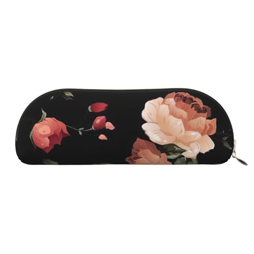 Xcwzbls Federmäppchen aus Leder, halbrunde Blumen, großes Fassungsvermögen, Aufbewahrungstasche, Reisetasche, Make-up, Kosmetiktasche, gold, Einheitsgröße, Taschen-Organizer von Xcwzbls