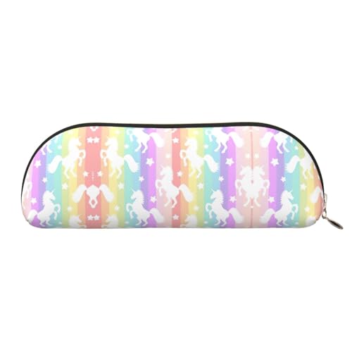 Xcwzbls Federmäppchen aus Leder, halbrunde Einhörner auf bunten Streifen, großes Fassungsvermögen, Aufbewahrungstasche, Reisetasche, Make-up-Kosmetiktasche, gold, Einheitsgröße, Taschen-Organizer Xcwzbls Federmäppchen aus Leder, halbrunde Einhörner auf bunten Streifen, großes Fassungsvermögen, Aufbewahrungstasche, Reisetasche, Make-up-Kosmetiktasche, gold, Einheitsgröße, Taschen-Organizer von Xcwzbls