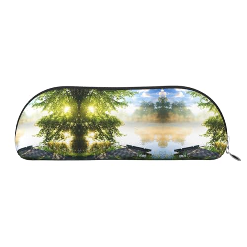 Xcwzbls Federmäppchen aus Leder, halbrunde Landschaft, Bäume, große Kapazität, Aufbewahrungstasche, Reisetasche, Make-up-Kosmetiktasche, silber, Einheitsgröße, Taschen-Organizer Xcwzbls Federmäppchen aus Leder, halbrunde Landschaft, Bäume, große Kapazität, Aufbewahrungstasche, Reisetasche, Make-up-Kosmetiktasche, silber, Einheitsgröße, Taschen-Organizer von Xcwzbls