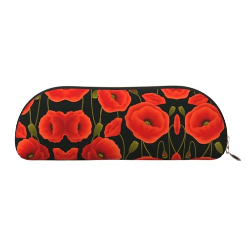Xcwzbls Federmäppchen aus Leder, halbrunde Mohnblumen, große Kapazität, Aufbewahrungstasche, Reisetasche, Make-up-Kosmetiktasche, gold, Einheitsgröße, Taschen-Organizer von Xcwzbls