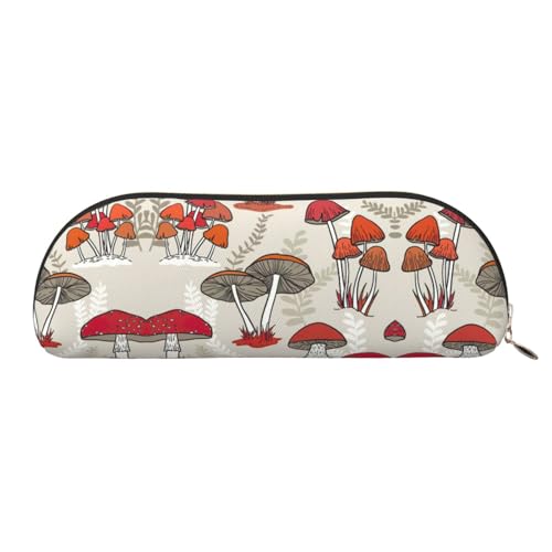 Xcwzbls Federmäppchen aus Leder, halbrunde Pilze, große Kapazität, Aufbewahrungstasche, Reisetasche, Make-up-Kosmetiktasche, gold, Einheitsgröße, Taschen-Organizer von Xcwzbls