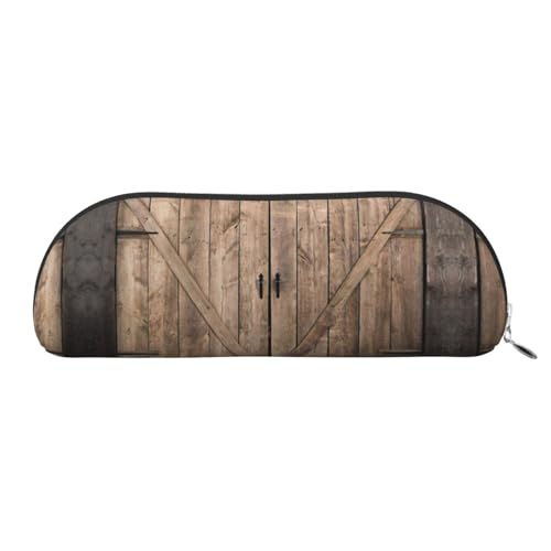 Xcwzbls Federmäppchen aus Leder, halbrunde Scheunentür, große Kapazität, Aufbewahrungstasche, Reisetasche, Make-up-Kosmetiktasche, silber, Einheitsgröße, Taschen-Organizer von Xcwzbls