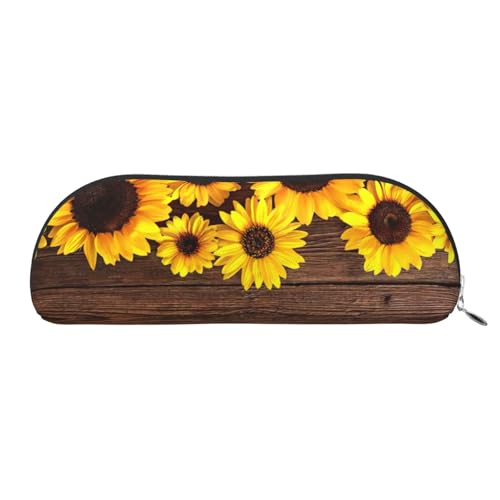 Xcwzbls Federmäppchen aus Leder, halbrunde Sonnenblume auf Holzplanke, große Kapazität, Aufbewahrungstasche, Reisetasche, Make-up-Kosmetiktasche, silber, Einheitsgröße, Taschen-Organizer Xcwzbls Federmäppchen aus Leder, halbrunde Sonnenblume auf Holzplanke, große Kapazität, Aufbewahrungstasche, Reisetasche, Make-up-Kosmetiktasche, silber, Einheitsgröße, Taschen-Organizer von Xcwzbls