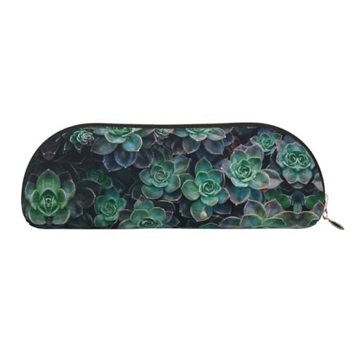 Xcwzbls Federmäppchen aus Leder, halbrunde Sukkulenten, große Kapazität, Aufbewahrungstasche, Reisetasche, Make-up-Kosmetiktasche, gold, Einheitsgröße, Taschen-Organizer von Xcwzbls