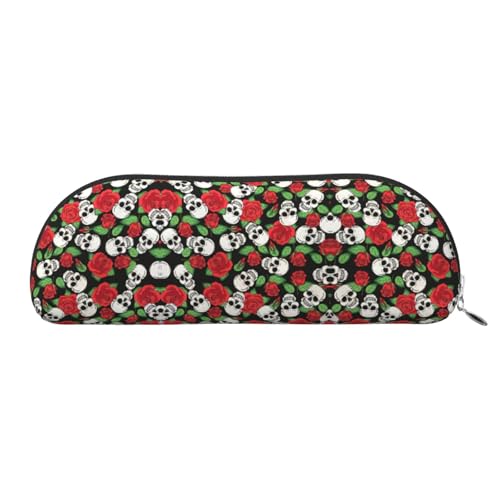 Xcwzbls Federmäppchen aus Leder, halbrunde Totenköpfe und Rosen, große Kapazität, Aufbewahrungstasche, Reisetasche, Make-up-Kosmetiktasche, silber, Einheitsgröße, Taschen-Organizer Xcwzbls Federmäppchen aus Leder, halbrunde Totenköpfe und Rosen, große Kapazität, Aufbewahrungstasche, Reisetasche, Make-up-Kosmetiktasche, silber, Einheitsgröße, Taschen-Organizer von Xcwzbls