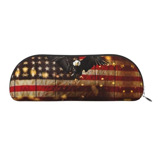 Xcwzbls Federmäppchen aus Leder, halbrunde amerikanische Flagge, Sterne, große Kapazität, Aufbewahrungstasche, Reisetasche, Make-up-Kosmetiktasche, silber, Einheitsgröße, Taschen-Organizer Xcwzbls Federmäppchen aus Leder, halbrunde amerikanische Flagge, Sterne, große Kapazität, Aufbewahrungstasche, Reisetasche, Make-up-Kosmetiktasche, silber, Einheitsgröße, Taschen-Organizer von Xcwzbls