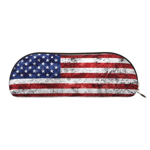 Xcwzbls Federmäppchen aus Leder, halbrunde amerikanische Flagge, Unabhängigkeit, 4. Juli, großes Fassungsvermögen, Aufbewahrungstasche, Reisetasche, Make-up-Kosmetiktasche, gold, Einheitsgröße von Xcwzbls