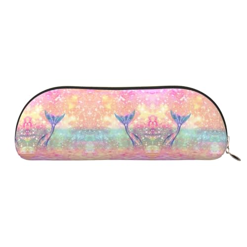 Xcwzbls Federmäppchen aus Leder, halbrundförmig, großes Fassungsvermögen, Aufbewahrungstasche, Reisetasche, Make-up-Kosmetiktasche, gold, Einheitsgröße, Taschen-Organizer von Xcwzbls