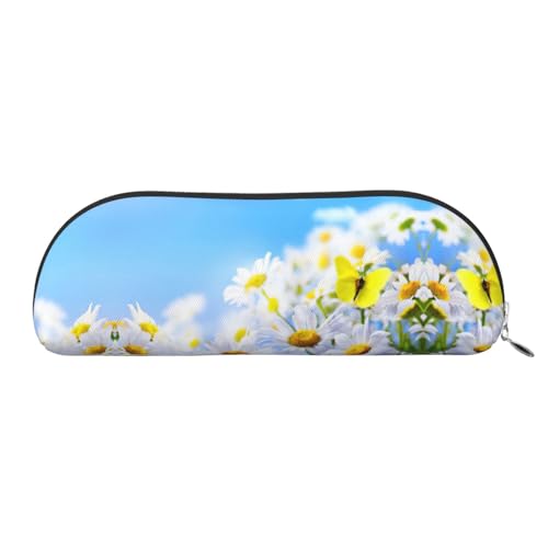 Xcwzbls Federmäppchen aus Leder, halbrundförmig auf Gänseblümchen, große Kapazität, Aufbewahrungstasche, Reisetasche, Make-up-Kosmetiktasche, silber, Einheitsgröße, Taschen-Organizer Xcwzbls Federmäppchen aus Leder, halbrundförmig auf Gänseblümchen, große Kapazität, Aufbewahrungstasche, Reisetasche, Make-up-Kosmetiktasche, silber, Einheitsgröße, Taschen-Organizer von Xcwzbls