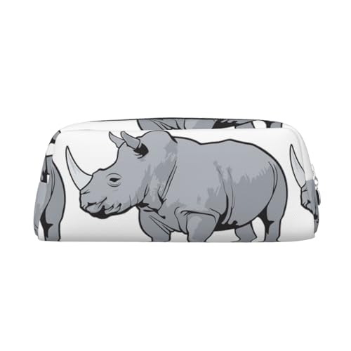 Xcwzbls Federmäppchen mit großem Fassungsvermögen, Motiv: Nashorn aus Leder, mit Reißverschluss, dreidimensionales Federmäppchen, Bürobedarf, silber, Einheitsgröße, Taschen-Organizer Xcwzbls Federmäppchen mit großem Fassungsvermögen, Motiv: Nashorn aus Leder, mit Reißverschluss, dreidimensionales Federmäppchen, Bürobedarf, silber, Einheitsgröße, Taschen-Organizer von Xcwzbls