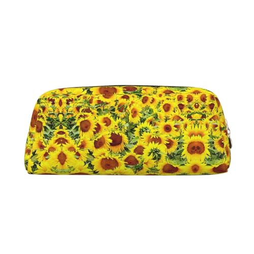 Xcwzbls Federmäppchen mit großem Fassungsvermögen, Motiv: Sonnenblumen, Leder, Reißverschluss, dreidimensionales Federmäppchen, Bürobedarf, gold, Einheitsgröße, Taschen-Organizer von Xcwzbls