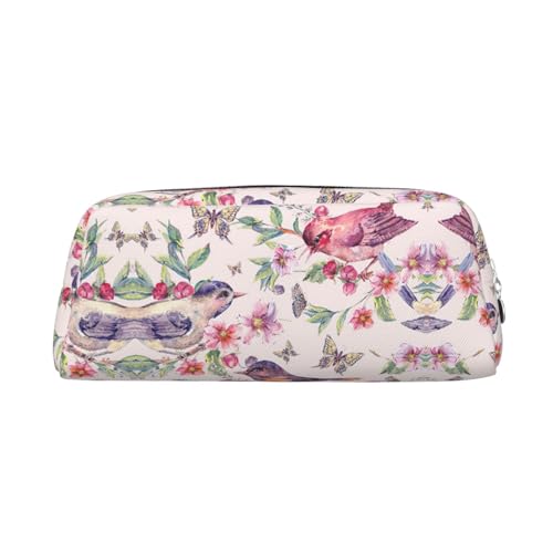 Xcwzbls Federmäppchen mit großem Fassungsvermögen, Motiv: Vögel auf Ästen und Schmetterlingen, aus Leder, mit Reißverschluss, dreidimensionales Federmäppchen, Bürobedarf, silber, Einheitsgröße Xcwzbls Federmäppchen mit großem Fassungsvermögen, Motiv: Vögel auf Ästen und Schmetterlingen, aus Leder, mit Reißverschluss, dreidimensionales Federmäppchen, Bürobedarf, silber, Einheitsgröße von Xcwzbls