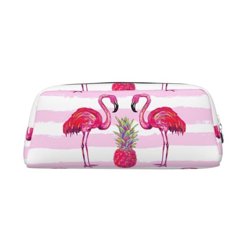 Xcwzbls Federmäppchen mit großem Fassungsvermögen, Motiv: tropischer Flamingo und Ananas, aus Leder, mit Reißverschluss, dreidimensionales Federmäppchen, Bürobedarf, silber, Einheitsgröße Xcwzbls Federmäppchen mit großem Fassungsvermögen, Motiv: tropischer Flamingo und Ananas, aus Leder, mit Reißverschluss, dreidimensionales Federmäppchen, Bürobedarf, silber, Einheitsgröße von Xcwzbls