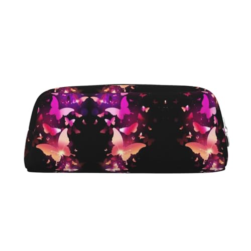 Xcwzbls Federmäppchen mit großem Fassungsvermögen, Schmetterlingsmotiv, Leder, Reißverschluss, dreidimensionales Federmäppchen, Bürobedarf, silber, Einheitsgröße, Taschen-Organizer von Xcwzbls