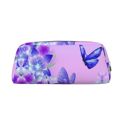 Xcwzbls Federmäppchen mit großem Fassungsvermögen, Schmetterlingsmotiv, Leder, Reißverschluss, dreidimensionales Federmäppchen, Bürobedarf, silber, Einheitsgröße, Taschen-Organizer von Xcwzbls