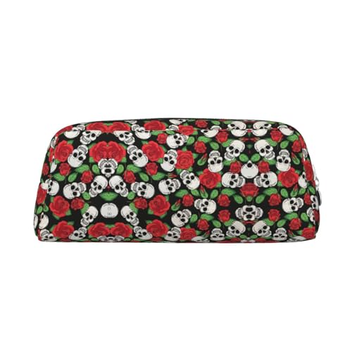 Xcwzbls Federmäppchen mit großem Fassungsvermögen, Totenköpfe und Rosen, Leder, Reißverschluss, dreidimensionales Federmäppchen, Bürobedarf, silber, Einheitsgröße, Taschen-Organizer Xcwzbls Federmäppchen mit großem Fassungsvermögen, Totenköpfe und Rosen, Leder, Reißverschluss, dreidimensionales Federmäppchen, Bürobedarf, silber, Einheitsgröße, Taschen-Organizer von Xcwzbls