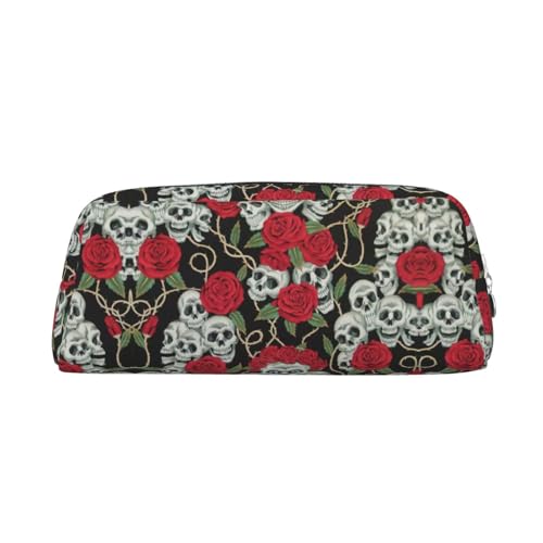 Xcwzbls Federmäppchen mit großem Fassungsvermögen, Totenkopf und roter Rose, Federmäppchen, Lederreißverschluss, dreidimensionales Federmäppchen, Bürobedarf, silber, Einheitsgröße, Taschen-Organizer Xcwzbls Federmäppchen mit großem Fassungsvermögen, Totenkopf und roter Rose, Federmäppchen, Lederreißverschluss, dreidimensionales Federmäppchen, Bürobedarf, silber, Einheitsgröße, Taschen-Organizer von Xcwzbls