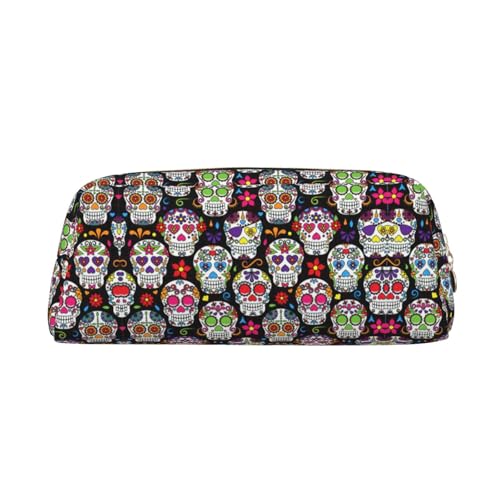 Xcwzbls Federmäppchen mit großem Fassungsvermögen, bunte Totenköpfe, Stifteetui, Lederreißverschluss, dreidimensionales Federmäppchen, Bürobedarf, gold, Einheitsgröße, Taschen-Organizer Xcwzbls Federmäppchen mit großem Fassungsvermögen, bunte Totenköpfe, Stifteetui, Lederreißverschluss, dreidimensionales Federmäppchen, Bürobedarf, gold, Einheitsgröße, Taschen-Organizer von Xcwzbls