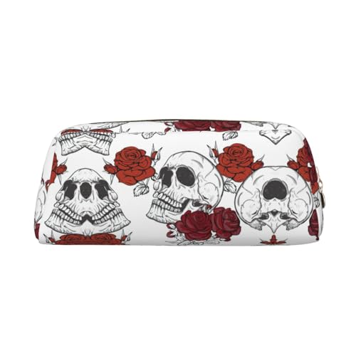 Xcwzbls Federmäppchen mit großem Fassungsvermögen, florales Totenkopf-Design, Lederreißverschluss, dreidimensionales Federmäppchen, Bürobedarf, gold, Einheitsgröße, Taschen-Organizer Xcwzbls Federmäppchen mit großem Fassungsvermögen, florales Totenkopf-Design, Lederreißverschluss, dreidimensionales Federmäppchen, Bürobedarf, gold, Einheitsgröße, Taschen-Organizer von Xcwzbls