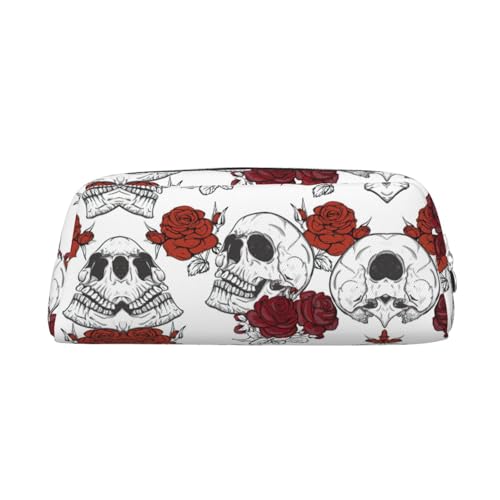 Xcwzbls Federmäppchen mit großem Fassungsvermögen, florales Totenkopf-Design, Lederreißverschluss, dreidimensionales Federmäppchen, Bürobedarf, silber, Einheitsgröße, Taschen-Organizer Xcwzbls Federmäppchen mit großem Fassungsvermögen, florales Totenkopf-Design, Lederreißverschluss, dreidimensionales Federmäppchen, Bürobedarf, silber, Einheitsgröße, Taschen-Organizer von Xcwzbls