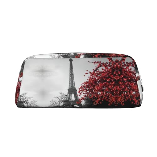 Xcwzbls Federmäppchen mit großem Fassungsvermögen, graues Paris, Eiffelturm, Stadtbild, rote Blume, Stifteetui, Lederreißverschluss, dreidimensionales Federmäppchen, Bürobedarf, silber, Einheitsgröße Xcwzbls Federmäppchen mit großem Fassungsvermögen, graues Paris, Eiffelturm, Stadtbild, rote Blume, Stifteetui, Lederreißverschluss, dreidimensionales Federmäppchen, Bürobedarf, silber, Einheitsgröße von Xcwzbls