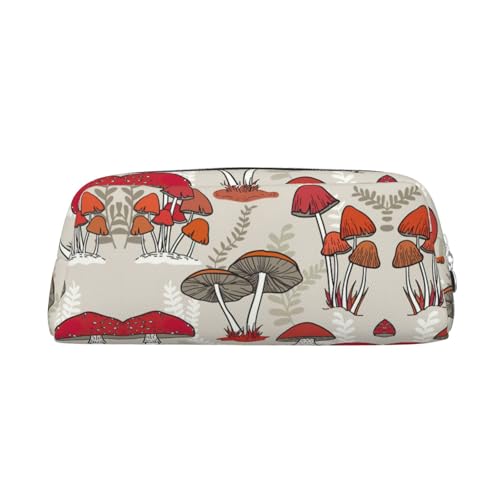 Xcwzbls Federmäppchen mit großem Fassungsvermögen, rote Pilze, Stifteetui, Leder, Reißverschluss, dreidimensionales Federmäppchen, Bürobedarf, silber, Einheitsgröße, Taschen-Organizer von Xcwzbls