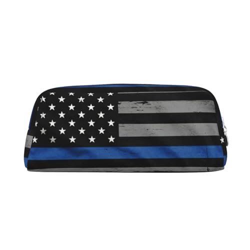 Xcwzbls Federmäppchen mit großer Kapazität, amerikanische dünne blaue Flagge, Stifteetui, Lederreißverschluss, dreidimensionales Federmäppchen, Bürobedarf, silber, Einheitsgröße, Taschen-Organizer Xcwzbls Federmäppchen mit großer Kapazität, amerikanische dünne blaue Flagge, Stifteetui, Lederreißverschluss, dreidimensionales Federmäppchen, Bürobedarf, silber, Einheitsgröße, Taschen-Organizer von Xcwzbls