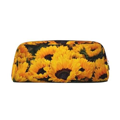 Xcwzbls Großes Fassungsvermögen, gelbe Sonnenblumenfeld-Federmäppchen, Stifteetui, Lederreißverschluss, dreidimensionales Federmäppchen, Bürobedarf, silber, Einheitsgröße, Taschen-Organizer von Xcwzbls