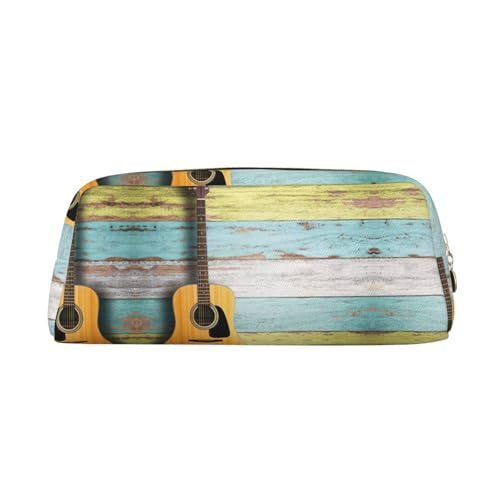 Xcwzbls Großes Federmäppchen für Gitarre, Stifteetui, Leder, Reißverschluss, dreidimensionales Federmäppchen, Bürobedarf, gold, Einheitsgröße, Taschen-Organizer von Xcwzbls