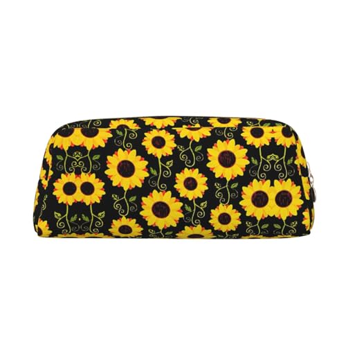 Xcwzbls Großes Federmäppchen mit Blumenmuster und Sonnenblume, Leder, Reißverschluss, dreidimensionales Federmäppchen, Bürobedarf, gold, Einheitsgröße, Taschen-Organizer von Xcwzbls