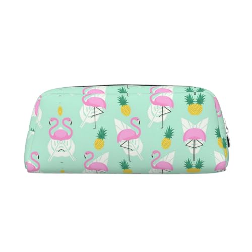 Xcwzbls Großes Federmäppchen mit Flamingo-Ananas-Motiv, Leder, Reißverschluss, dreidimensionales Federmäppchen, Bürobedarf, silber, Einheitsgröße, Taschen-Organizer von Xcwzbls