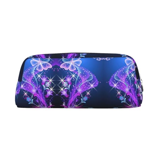 Xcwzbls Großes Federmäppchen mit Schmetterlingsmotiv, Leder, Reißverschluss, dreidimensionales Federmäppchen, Bürobedarf, silber, Einheitsgröße, Taschen-Organizer von Xcwzbls