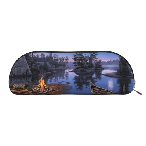 Xcwzbls Halbkreisförmiges Federmäppchen aus Leder, für Camping, große Kapazität, Aufbewahrungstasche, Reisetasche, Make-up-Kosmetiktasche, gold, Einheitsgröße, Taschen-Organizer von Xcwzbls