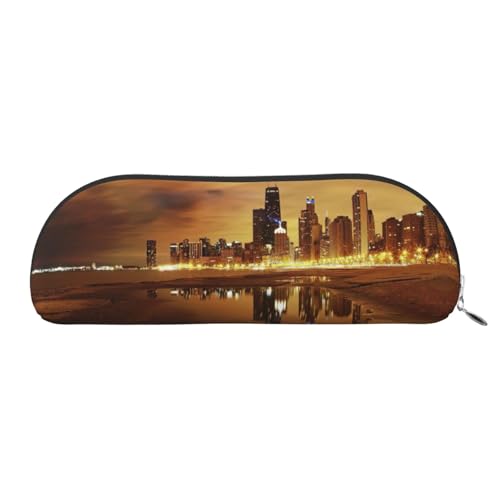 Xcwzbls Halbrundchicago Federmäppchen aus Leder, große Kapazität, Aufbewahrungstasche, Reisetasche, Make-up-Kosmetiktasche, silber, Einheitsgröße, Taschen-Organizer von Xcwzbls