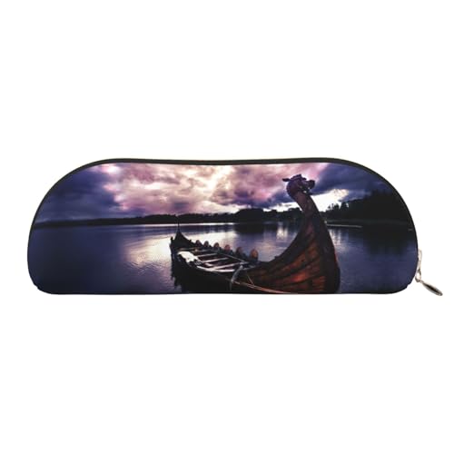 Xcwzbls Leder-Federmäppchen, halbrund, Boot, große Kapazität, Aufbewahrungstasche, Reisetasche, Make-up-Kosmetiktasche, gold, Einheitsgröße, Taschen-Organizer von Xcwzbls