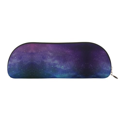 Xcwzbls Leder Halbrunduniversum mit Sternen Galaxie Interstellar Federmäppchen Große Kapazität Aufbewahrungstasche Reisetasche Make-up Kosmetiktasche, gold, Einheitsgröße, Taschen-Organizer von Xcwzbls