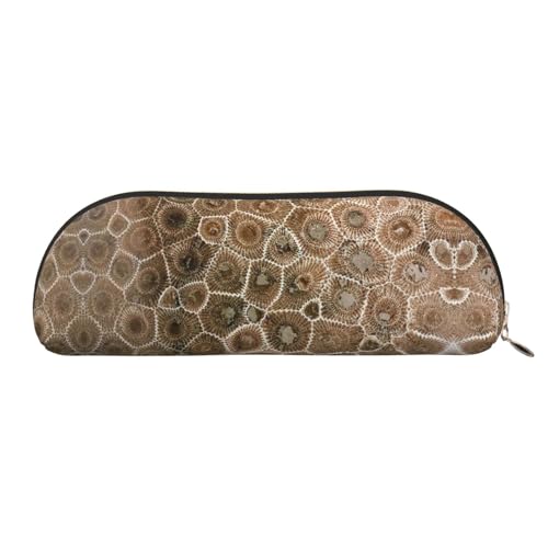 Xcwzbls Petoskey Federmäppchen aus Leder, halbrund, große Kapazität, Aufbewahrungstasche, Reisetasche, Make-up-Kosmetiktasche, gold, Einheitsgröße, Taschen-Organizer von Xcwzbls