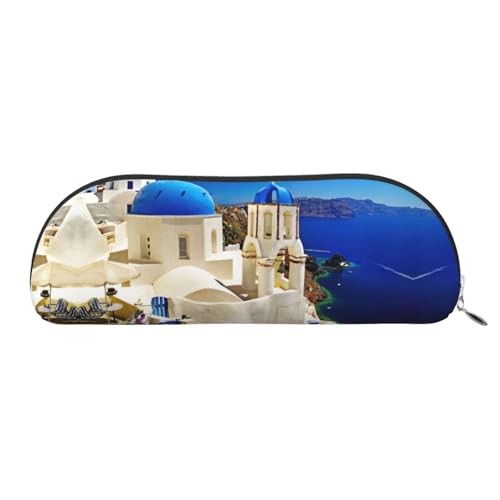 Xcwzbls Santorini Federmäppchen aus Leder, halbrund, griechische Insel, Meerblick, große Kapazität, Aufbewahrungstasche, Reisetasche, Make-up-Kosmetiktasche, silber, Einheitsgröße, Taschen-Organizer Xcwzbls Santorini Federmäppchen aus Leder, halbrund, griechische Insel, Meerblick, große Kapazität, Aufbewahrungstasche, Reisetasche, Make-up-Kosmetiktasche, silber, Einheitsgröße, Taschen-Organizer von Xcwzbls