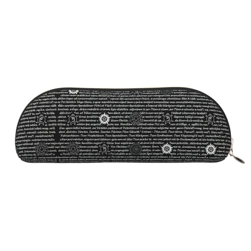 Xcwzbls Supernatural Inspiration Federmäppchen aus Leder, halbrund, große Kapazität, Aufbewahrungstasche, Reisetasche, Make-up-Kosmetiktasche, gold, Einheitsgröße, Taschen-Organizer von Xcwzbls