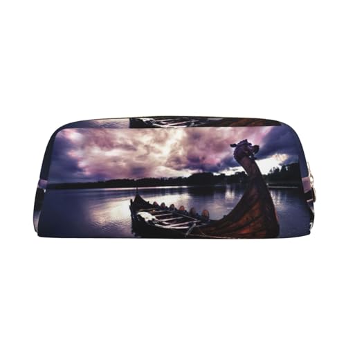 Xcwzbls Vikings Federmäppchen mit großem Fassungsvermögen, Federmäppchen, Leder, Reißverschluss, dreidimensionales Federmäppchen, Bürobedarf, gold, Einheitsgröße, Taschen-Organizer von Xcwzbls