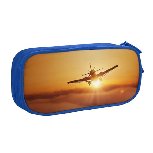Xdcywbzdbc Federmäppchen, Flugzeug bei Sonnenuntergang, bedruckt, geräumige und organisierte Aufbewahrung, große Aufbewahrungstasche mit Fächern, stilvolles und funktionales Design, blau, Xdcywbzdbc Federmäppchen, Flugzeug bei Sonnenuntergang, bedruckt, geräumige und organisierte Aufbewahrung, große Aufbewahrungstasche mit Fächern, stilvolles und funktionales Design, blau, von Xdcywbzdbc
