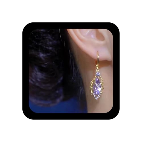 Xduargs Boho Amethyst Blatt Ohrringe Lila Kristall Blatt Ohrringe Funkelnden Strass Blätter Ohrring Vintage Amethyst Edelstein Tropfen OhrringSchmuck Für Frauen von Xduargs