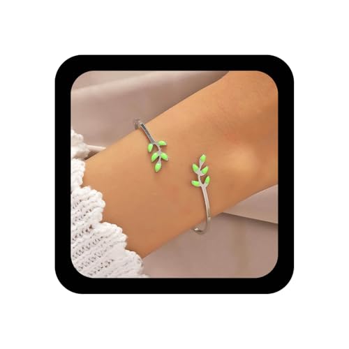 Xduargs Boho Blatt Armreif Armband Offenes Blatt Manschette Armbänder Silberne Blätter Armreif Manschette Armbänder Vintage Olivenblatt Manschette Armband Für Frauen von Xduargs