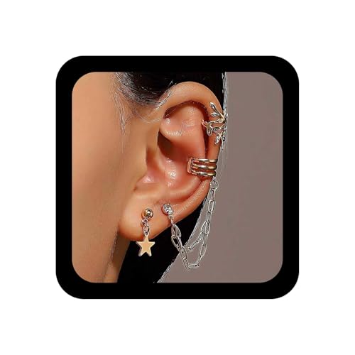Xduargs Boho Blatt Ohrmanschette Ohrringe Gold Stern Baumeln Ohrring Vintage Ohrmanschette Knorpel Ohrringe Personalisierte Cz Crawler Kletterer Set Ohrring Schmuck Für Frauen von Xduargs