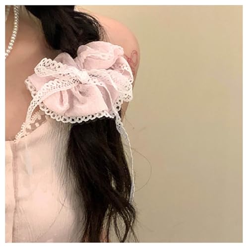 Xduargs Boho Bogen Haargummis Vintage Spitze Elastische Haar Seil Spitze Elastische Scrunchies Große Scrunchy Spitze Bands Seil Pferdeschwanz Halter Haarschmuck Für Frauen (rosa) von Xduargs