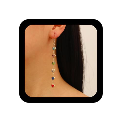 Xduargs Boho Bunte Kristall Lange Ohrringe Lange Strass Kronleuchter Ohrringe Multicolor Kristall Edelstein Ohrring Bunt Funkelnden Strass Ohrring Für Frauen von Xduargs