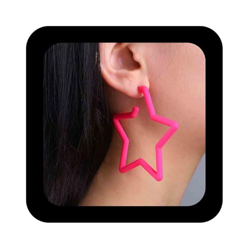 Xduargs Boho Bunte Sterne Reifen Ohrringe Große Sterne Farben Baumeln Ohrringe Stern Bunte Große Reifen Ohrring Vintage Neon Retro-Ohrring Für Frauen (rosa) von Xduargs