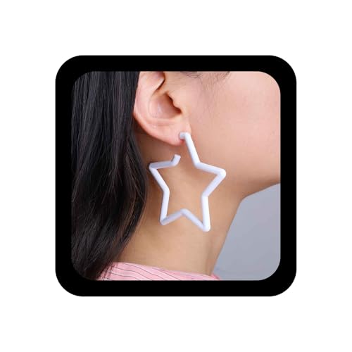 Xduargs Boho Bunte Sterne Reifen Ohrringe Große Sterne Farben Baumeln Ohrringe Stern Bunte Große Reifen Ohrring Vintage Neon Retro-Ohrring Für Frauen (weiß) von Xduargs