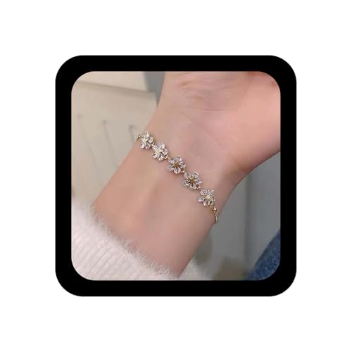 Xduargs Boho CZ Blumenhand Armband Gold Blumenhandketten Kettenarmbänder Vintage Cluster Blume Slave Kettenarmband funkelnd einstellbare Slave -Link -Armbänder Schmuck für Frauen von Xduargs